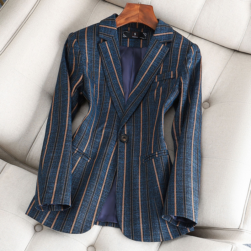 High-End Vertical Stripesd Small Suit Jacket Women's Slim Fit 2025 Spring & Fall New Elegant Korean Style Casual Suit Top