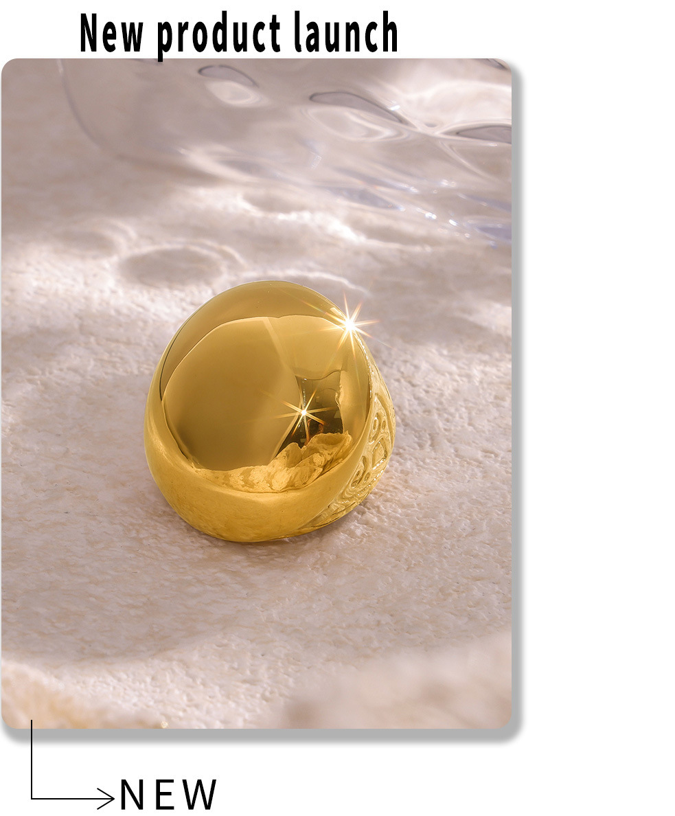 Mysterious Jewelry High Texture Large Light Face Roman Pattern Digital Casting Ring Women's Stainless Steel PVD Plated_voghion.com