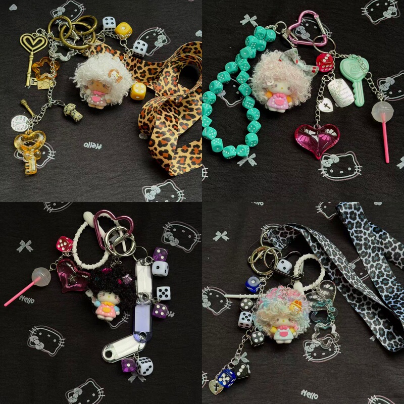 Cute Fluffy Chef Wig Plush Keychain Handmade Keychain Wholesale Cute Fluffy Chef Wig Plush Keychain Handmade Keychain Wholesale