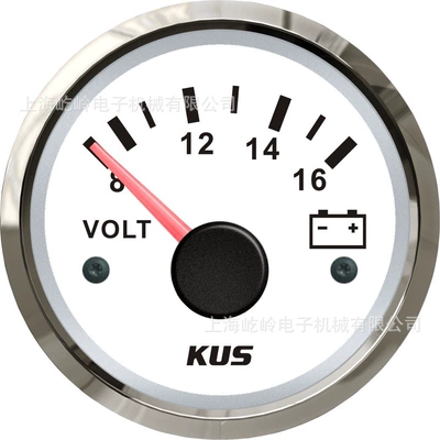KUS Genuine Pointer Voltage Meter 12V/24V Universal Instrument for Car and Ship Modification White/Black