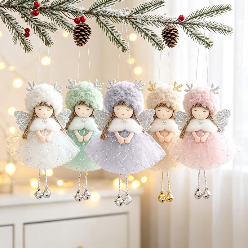Christmas New Arrival Lamb Wool Lace Skirt Wings Angel Pendant Christmas Tree Accessories Scene Dress Up Christmas New Arrival Lamb Wool Lace Skirt Wings Angel Pendant Christmas Tree Accessories Scene Dress Up