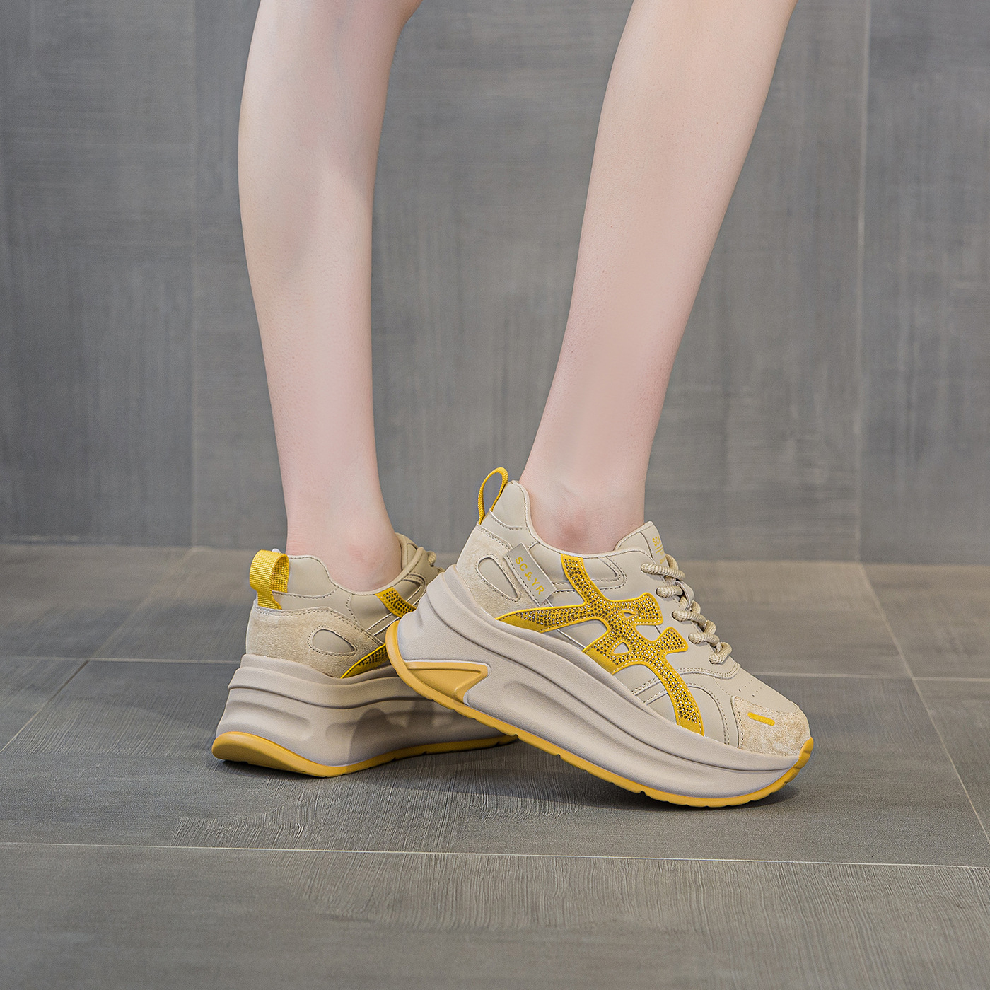 Giày sneaker nữ đế dày tăng chiều cao phong cách cổ điển mới thu 2026 — M2916- 1m màu, M2916-1 màu đỏ, M2916-1 màu vàng chi tiết 19