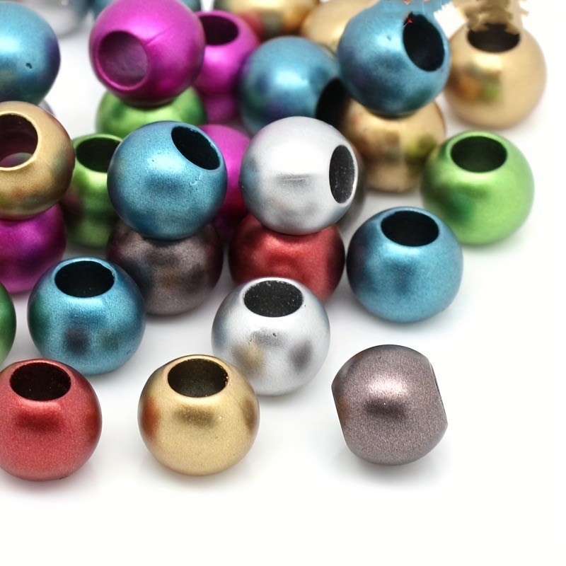 10-12mm大穴電気メッキカラーラウンドビーズミックスカラービーズDIYブレスレットアクリルビーズアクセサリーパーツルースビーズ卸売|undefined