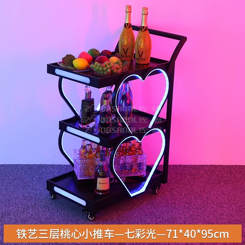 Bar ktv carro de vino luminoso carro de pastel de cumpleaños carro de comida de vino de noche LED carro de vino