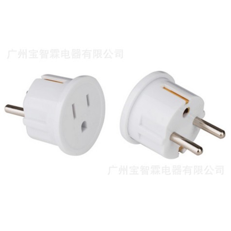 供应美规转换欧规旅游插头 二圆插头带接地 去欧美电源转换插头