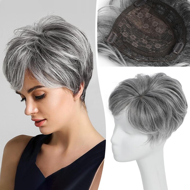Wig Hairpiece for Women, European and American Style, Synthetic Short Curly Hair to Increase Volume, Cover Gray Hair, Breathable Hairpiece Wig Hairpiece for Women, European and American Style, Synthetic Short Curly Hair to Increase Volume, Cover Gray Hair, Breathable Hairpiece