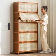 ドアをひっくり返して多層の下駄箱の家庭楠竹は藤をまねて編みます。