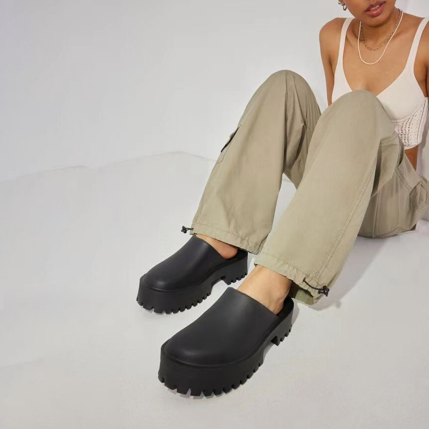 European and American Style Thick-Soled Heightening Sandals and Slippers Korean Style Baotou Women's Waterproof Platform Super High-Heeled Clogs Beach Shoes
