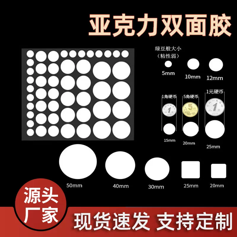 纳米胶带点点胶定制圆点胶高粘可移胶汽车摆件透明无痕双面胶背胶