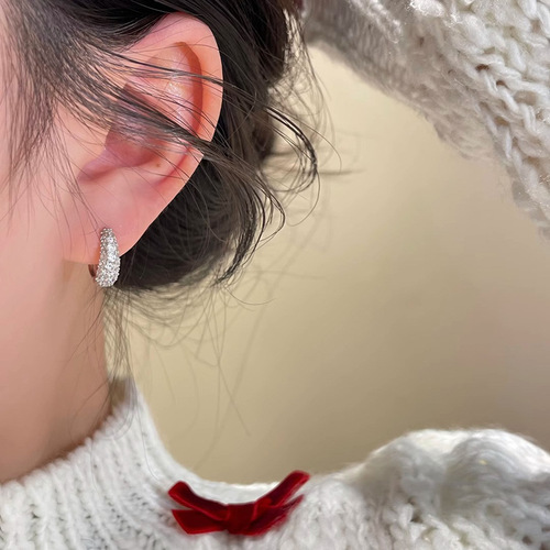 Personal Style Round Circle Earrings for Women, Korean Style, Versatile, Cool and Calm, Geometric Zirconia Earrings, Hot Selling