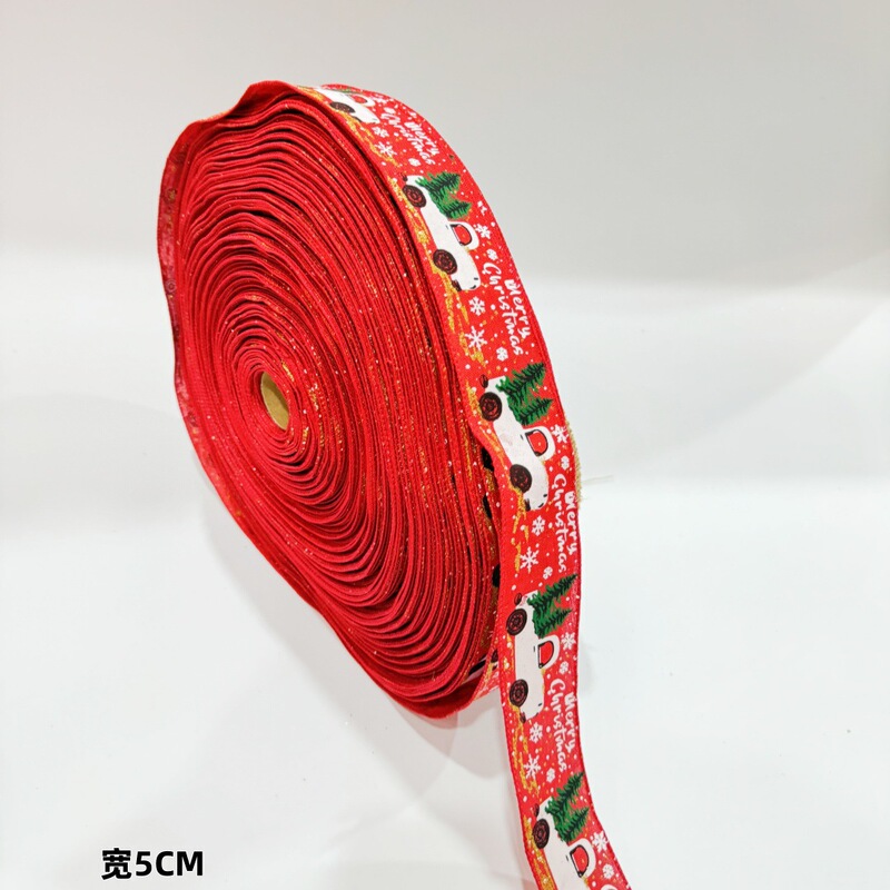 クリスマスデコレーション漫画風車プリントリボンクリスマスツリーガーランドアクセサリー細麻織りリボン手作り|undefined