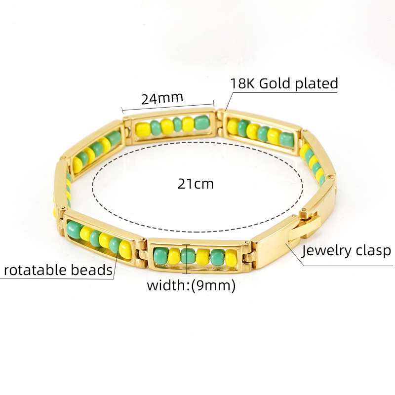 Fashion Geometric Stainless Steel Gold Plated Beads Bracelets display picture 1