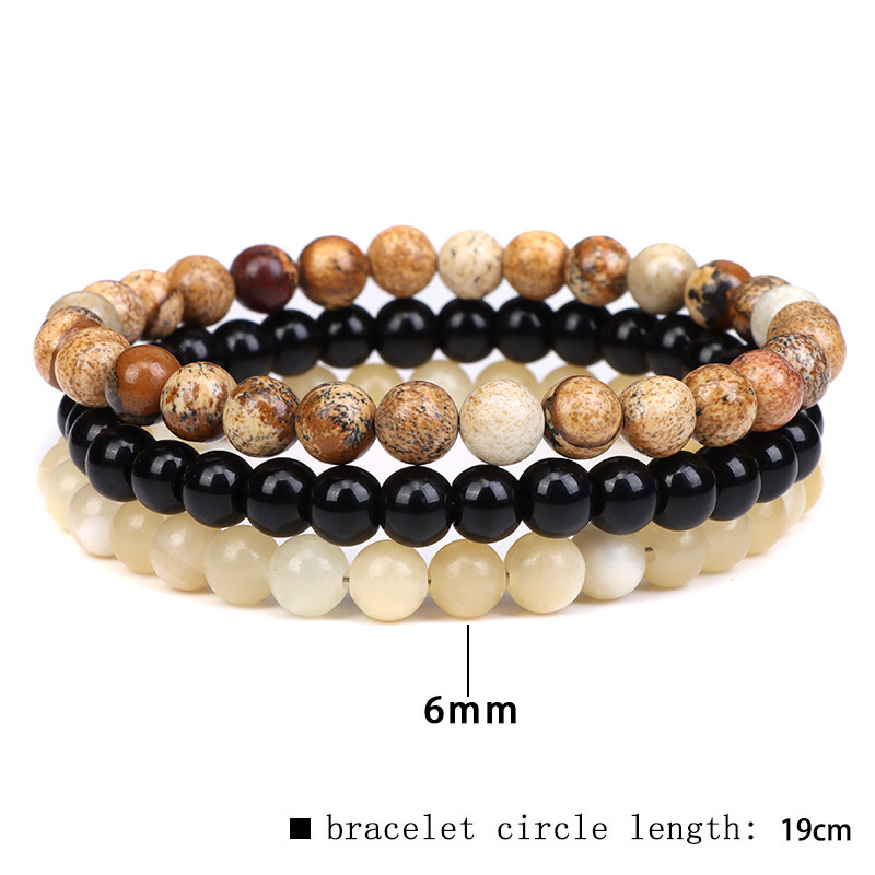 Fashion Round natural stone Beaded Bracelets 3 Pieces