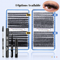 跨境608簇大容量眼睫毛書DIY單簇朵毛自然濃密D曲分段假睫毛