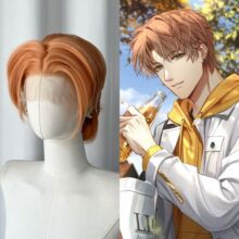 夏鸣星cos浅橘短发假发手勾毛坯前额蕾丝毛胚短发自由分缝