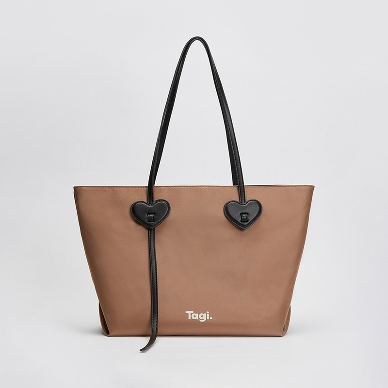Tagi.「People Make Happy」ラブナイロン大容量バッグ シンプルコントラストカラーショルダーバッグ 通勤トートバッグ|undefined