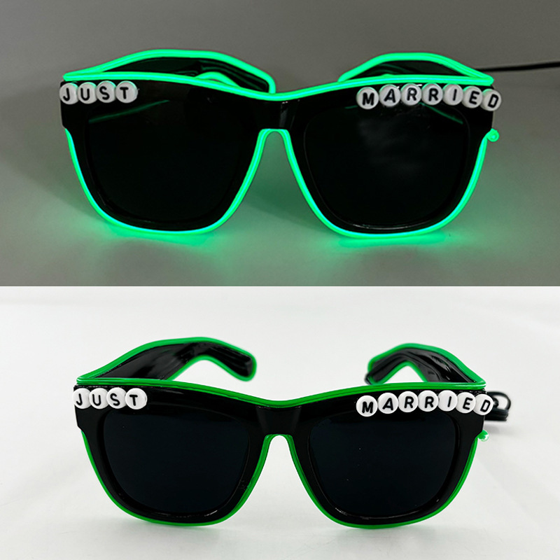 Nuevos productos transfronterizos gafas LED recién casadas letras de corazón de melocotón gafas de sol gafas de sol