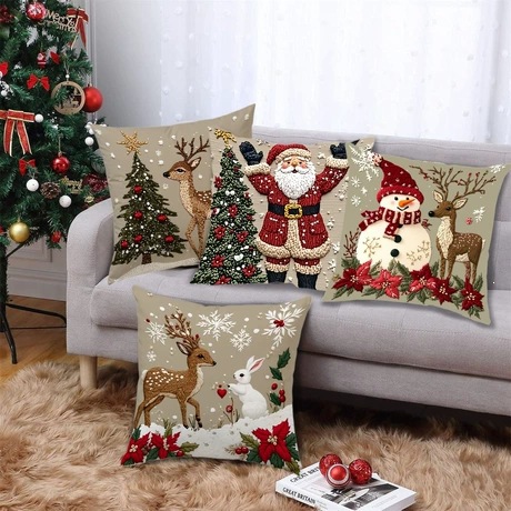 Navidad almohada cubierta de decoración para el hogar almohada de la sala de estar sofá cojín cubierta de dormitorio almohada de cabeza fábrica al por mayor