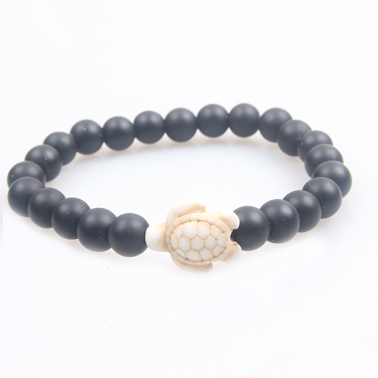 블랙스톤 화이트 파인 터틀 팔찌 8mm, 약 23개, 19g