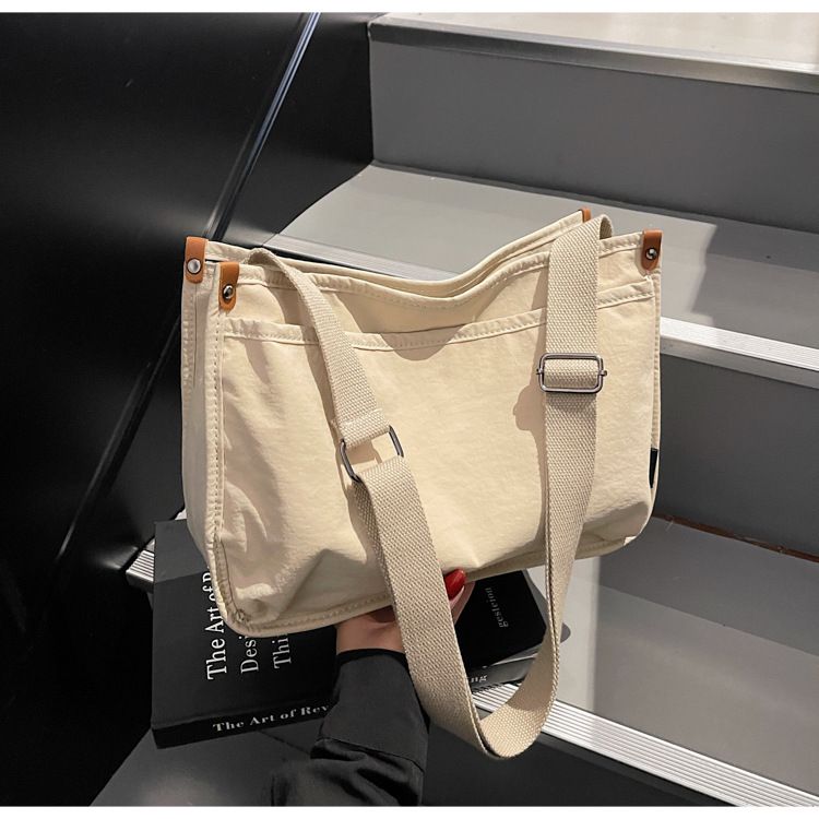 Canvas bag for women, large capacity, new Spring/Summer 2025, simple and versatile, single-shoulder crossbody bag, casual tote bag for school undefined