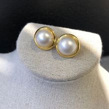 经典扩面海水白马贝裸珠13-14mm耳镶嵌外径约15.5-16mm通体s925银