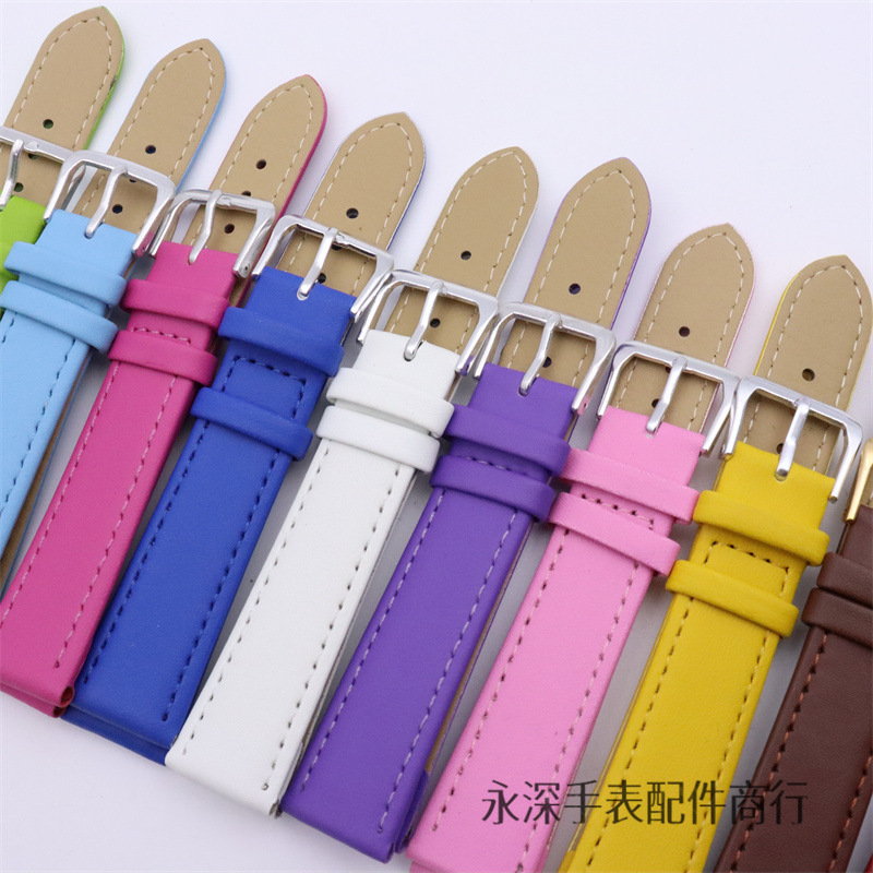 Accesorios de reloj para hombres y mujeres correa de cuero universal de siete colores correa de cuero PU correa de reloj de estudiantes correa de cuero correa de reloj