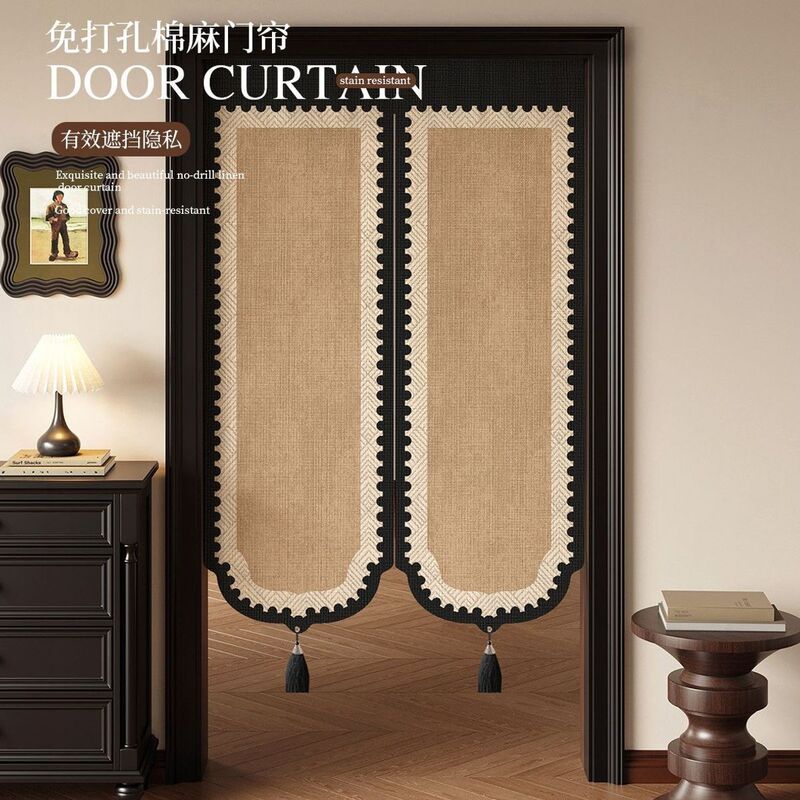 Chinese-style partition curtain for bedroom, kitchen, and bathroom, with a high-end feel, fringed, privacy-blocking, no drilling required Chinese-style partition curtain for bedroom, kitchen, and bathroom, with a high-end feel, fringed, privacy-blocking, no drilling required