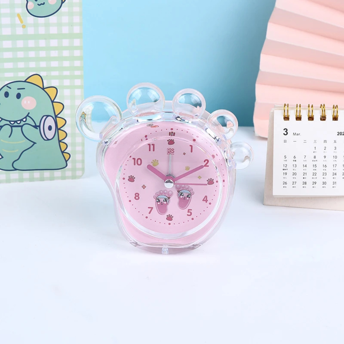 Fabricante de ventas de macarrón Piya fresco reloj despertador creativo para estudiantes con luz nocturna para llevar despertador conveniente