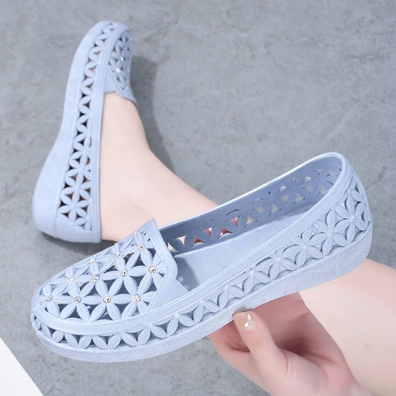 Gray hole women's sandals
