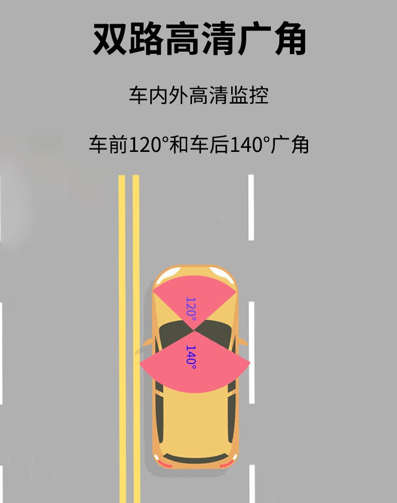 Taxi Online Ride-Hailing Didi Dual-Channel Integrated Car Camera Ahd Wide-Angle Infrared Camera Installation Without Disassembly