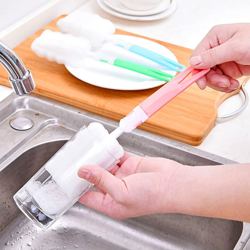 Removable hygienic long sponge bottle brush