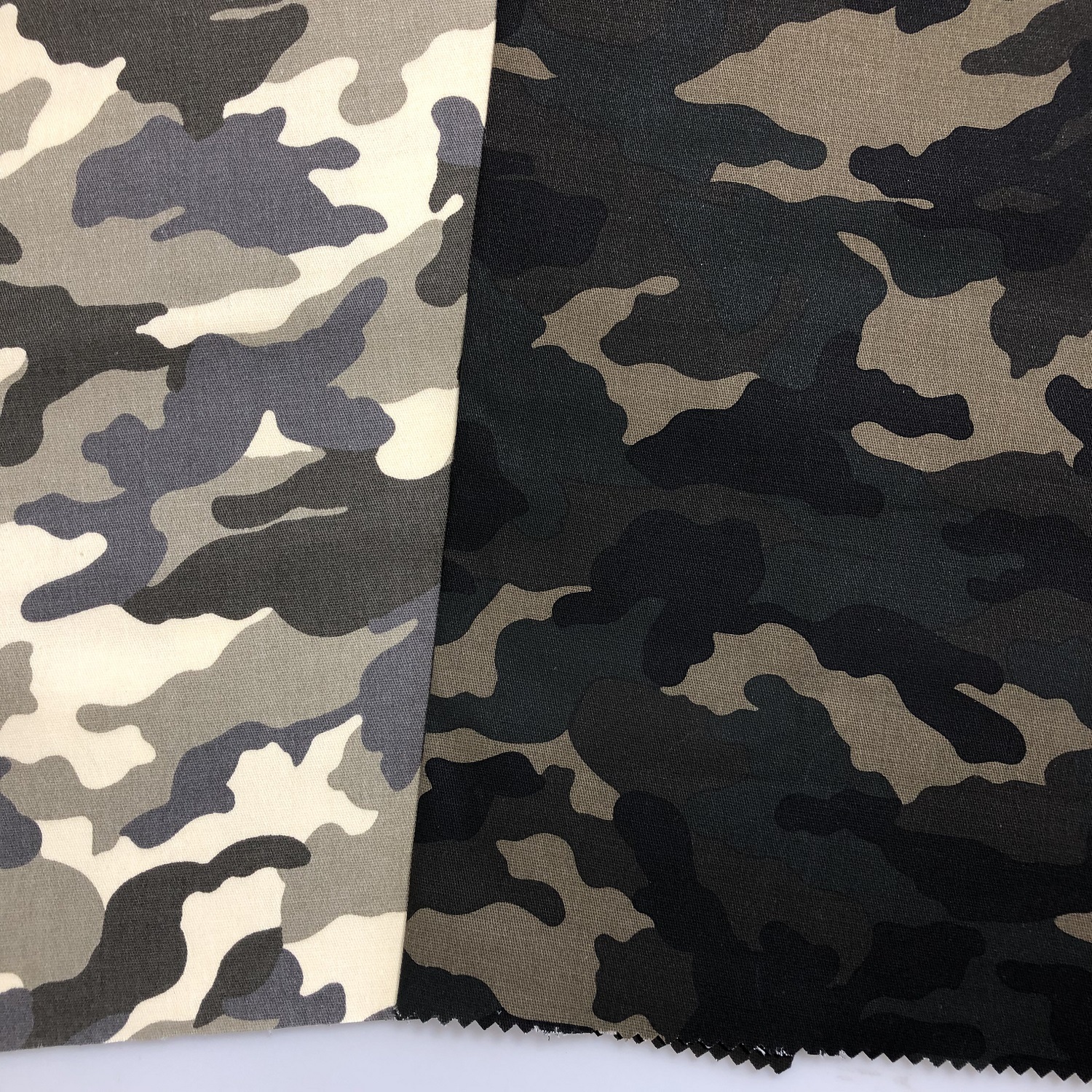 现货全棉厚弹力工装迷彩面料  9040全棉弹力斜纹迷彩面料 有样卡