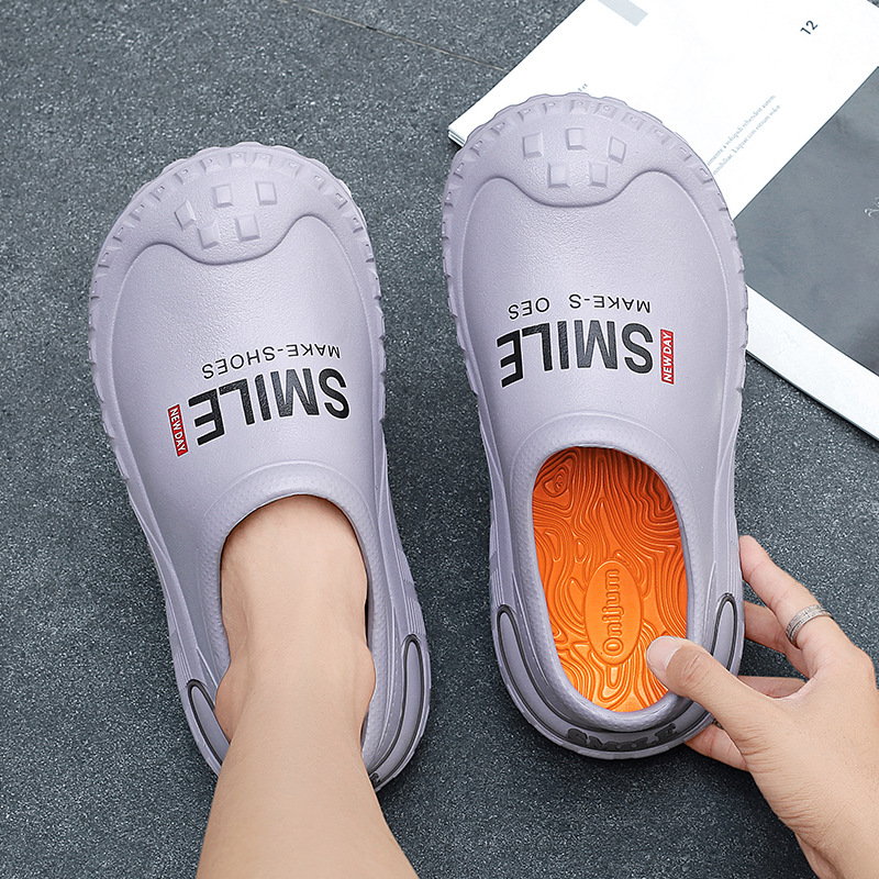 Pantuflas Baotou para hombres, tacones cálidos de invierno más zapatillas de algodón de terciopelo, zapatos de algodón grandes para el hogar antideslizantes e impermeables para uso exterior de los hombres