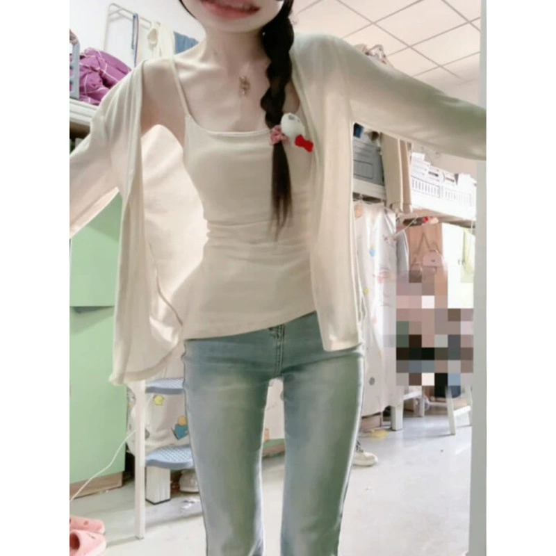 Shiffon silk cardigan, knitted jacket, thin cloak, lifting effect