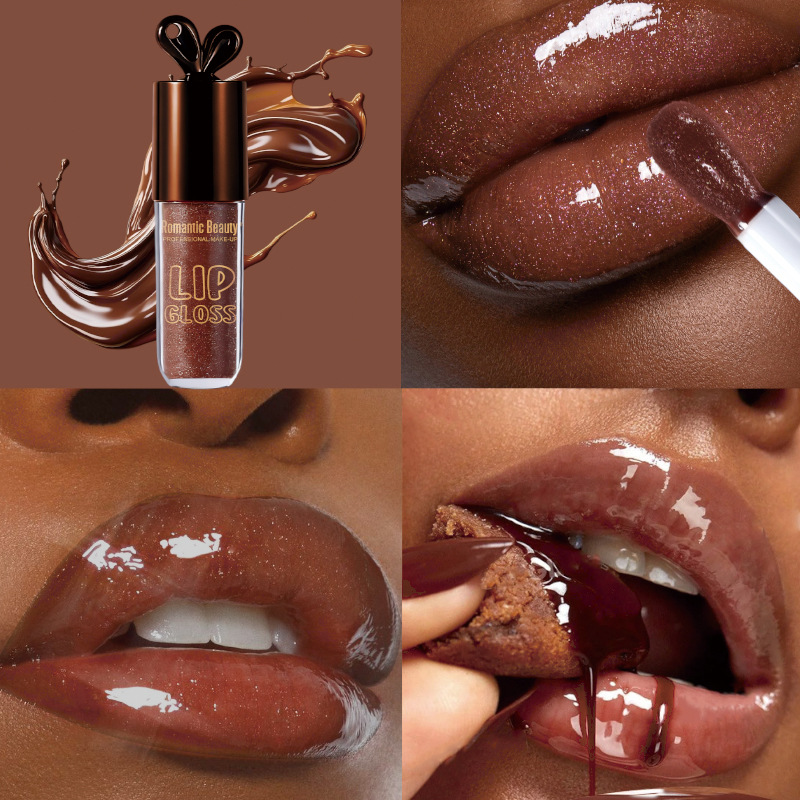 Batalla transfronteriza conejo esmalte labial chocolate brillante brillo labial humectante miel labial perlada fácil de colorear esmalte labial damas