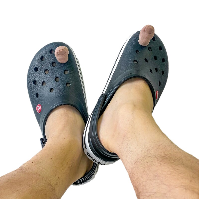 Temu In-Stock Prank Clogs Big Toe Crocodile Curse Quirky Clog Decorations Quirky Shoe Flowers