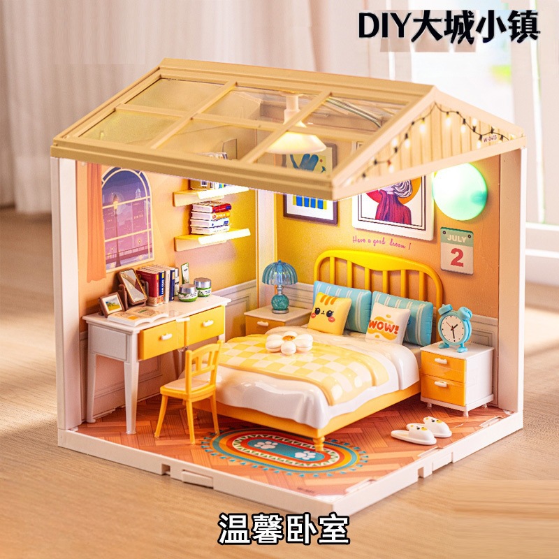 DIY Cottage ensamblado a mano mini casa cocina dormitorio miniature estereoscopic bloques juguetes regalos para chicas