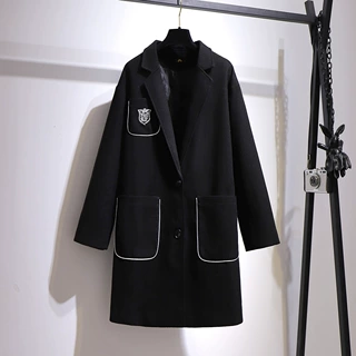 尾货处理61694胖妹妹200斤韩版时尚毛呢外套冬大码女批发呢子大衣