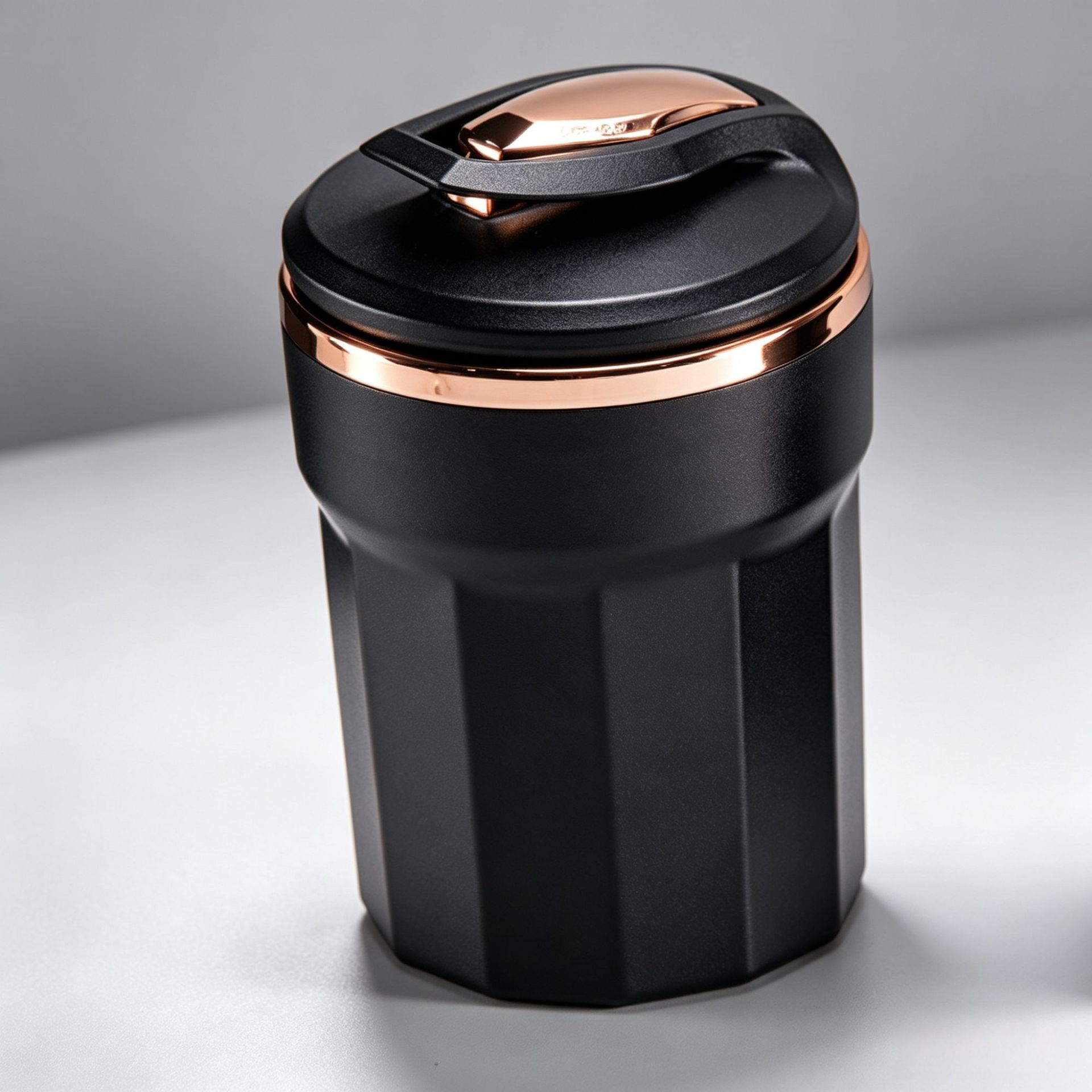 Car ashtray with LED blue light that illuminates when the lid is opened, removable and washable inner liner, metal flame-retardant car ashtray