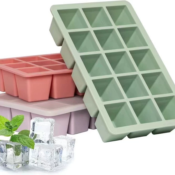 Новый силиконовый лоток для льда 15 сеток Силиконовый Лоток Для Льда большой квадрат с крышкой большой сетчатый лоток для льда фабрика ящиков для льда в наличии
