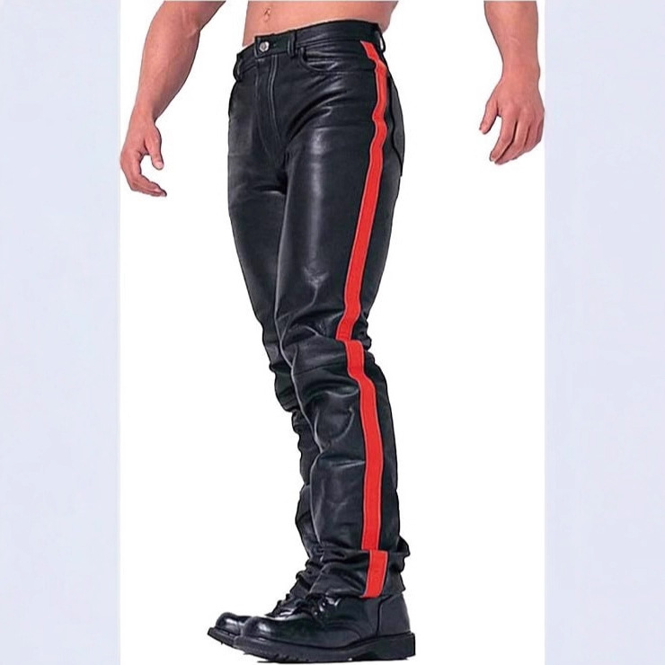 New Style Young Men's Casual Leather Pants Slim Fit Korean Version Trendy Nightclub Tight Motorcycle Pu Leather Casual Long Pants
