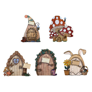 Elf Door Fairy Tale Home Wall Concealer Stickers Staircase Decoration Wooden Ornaments Garden Decorations Hanging Crafts