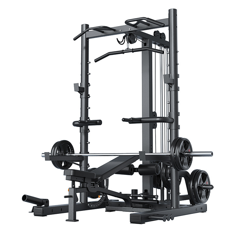 Máquina Smith horizontal empujando pórtico entrenador integral multifuncional comercial de alta posición pull-down squat rack equipo de ejercicios físicos