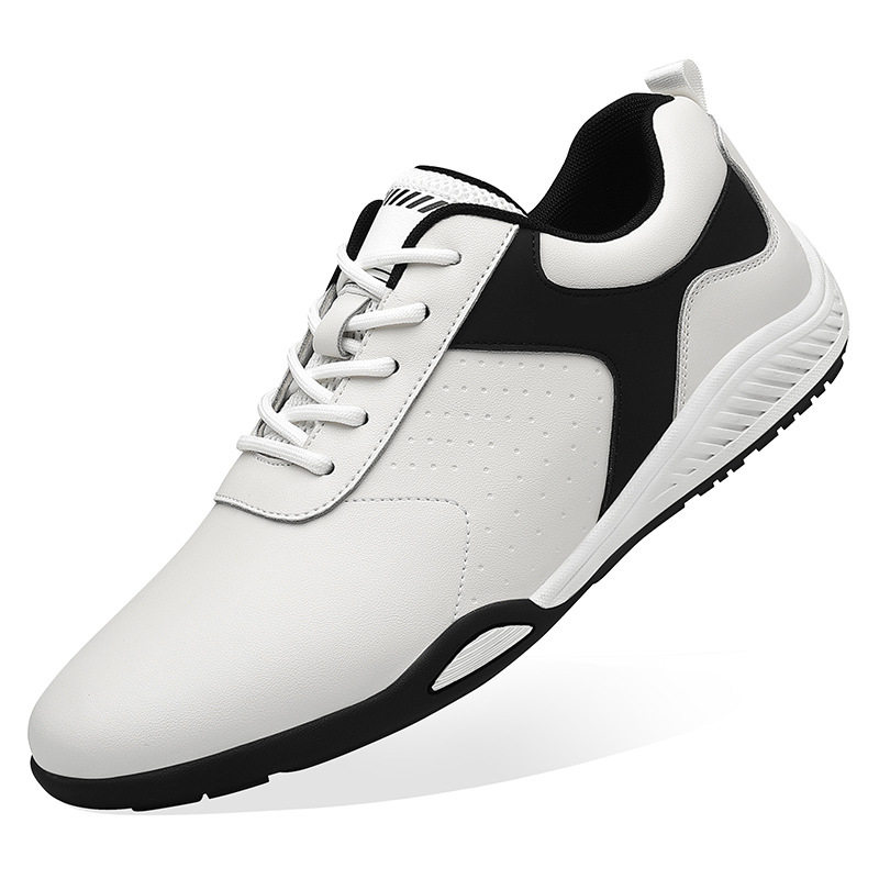 Giày sneaker nam da bò mặt mềm chống mài mòn, đế cao su gót thấp 1–3 cm, phối đồ dễ — PZ9872 màu trắng, PZ9872 màu đen