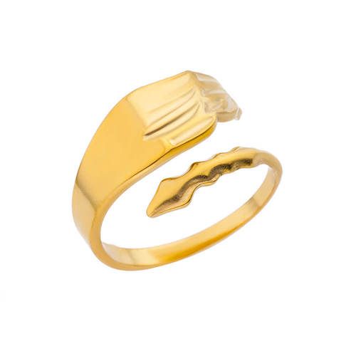 跨境新款简约时尚不锈钢戒指心形女戒指镂空几何开口指环设计批发