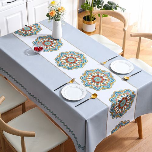 Benzhi Nordic embroidery tablecloth wholesale ins style waterproof, oil-proof and iron-proof rectangular pvc tablecloth coffee table cloth cross-border