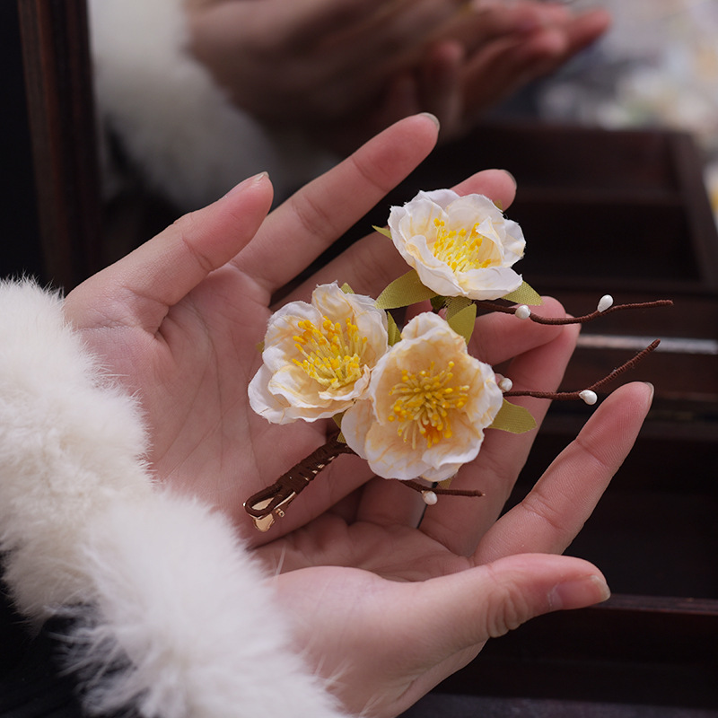 絹花髮夾夾子唐風明制配飾邊夾女側邊古典流蘇步搖頭飾女童髮飾