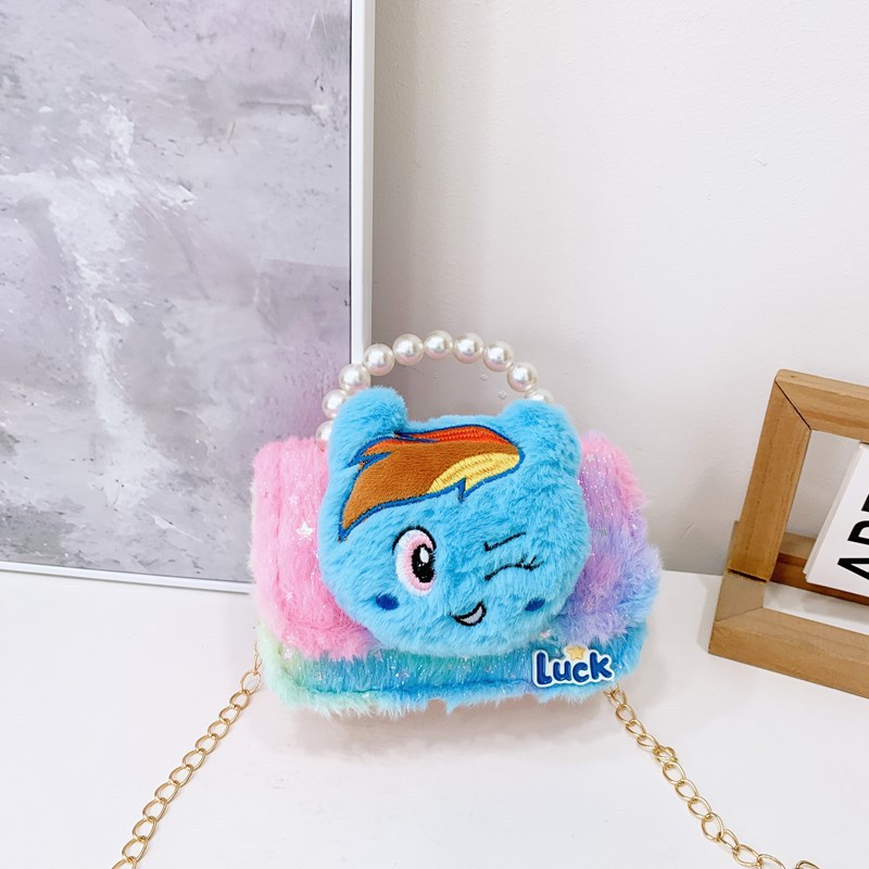 Bolsos infantiles otoño-invierno coreano niñas lindas bolsas de peludo, bolsas de peluche de moda para niñas, bolsas de perlas
