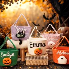 Etsy 亚马逊个性化名字万圣节讨糖框可做名字万圣节DIY手提收纳篮