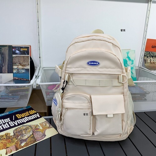 Japanese workwear backpack for women, Korean version, niche design sense, suitable for high school and university students, large capacity, double shoulder bag, travel backpack for men